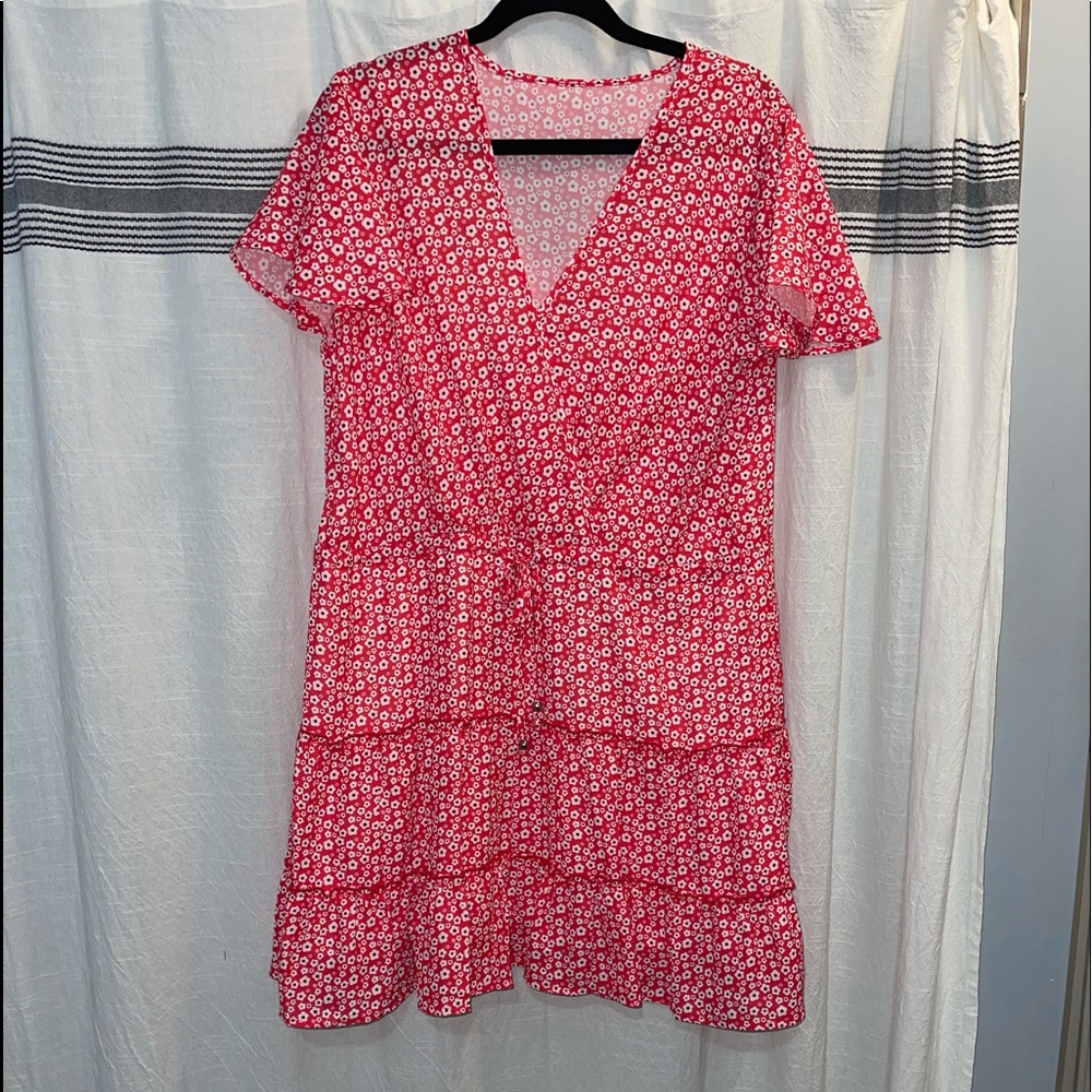 Red and white flower dress